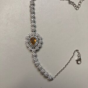 Elegant Sterling Silver CZ & Citrine Bracelet